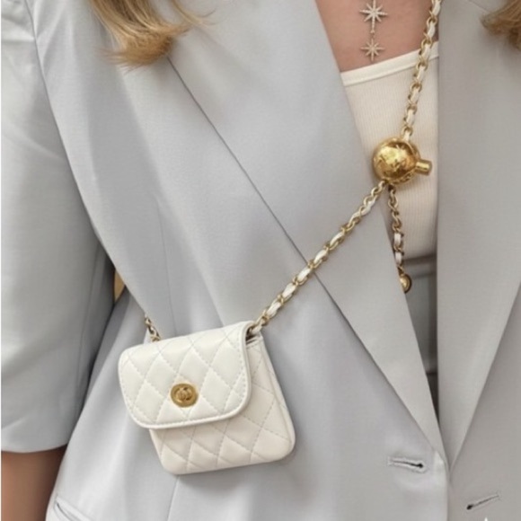 White Crossbody Vegan Belt Chain